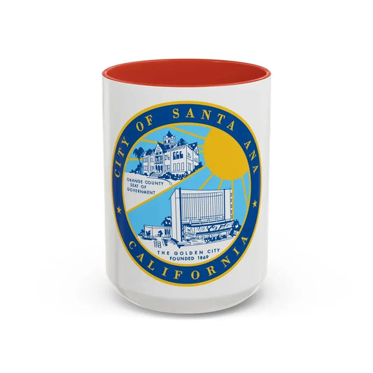 Seal of Santa Ana California - Accent Coffee Mug 15oz Red - Go Mug Yourself