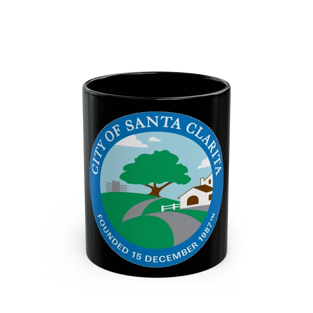 Seal of Santa Clarita California - Black Coffee Mug-11oz-Go Mug Yourself