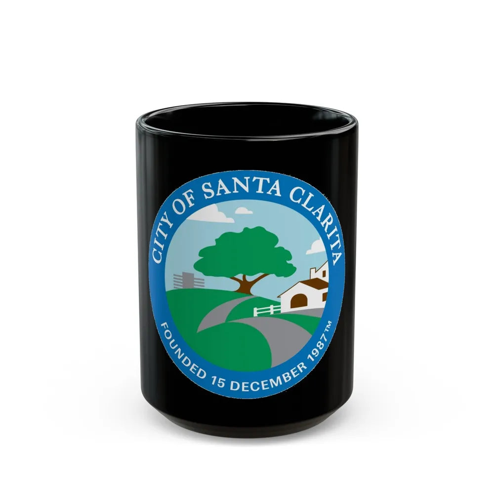 Seal of Santa Clarita California - Black Coffee Mug-15oz-Go Mug Yourself