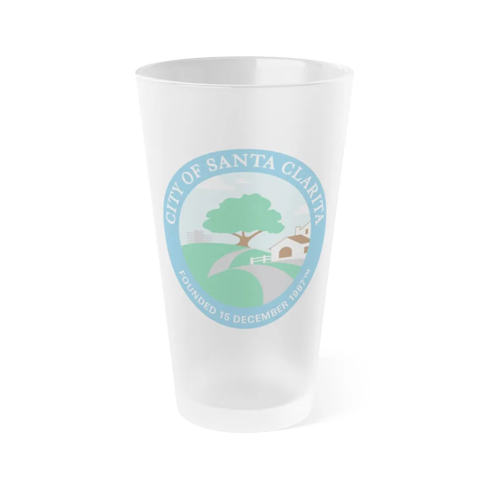 Seal of Santa Clarita California - Frosted Pint Glass 16oz-16oz-Frosted-Go Mug Yourself