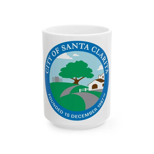 Seal of Santa Clarita California - White Coffee Mug 15oz - Go Mug Yourself