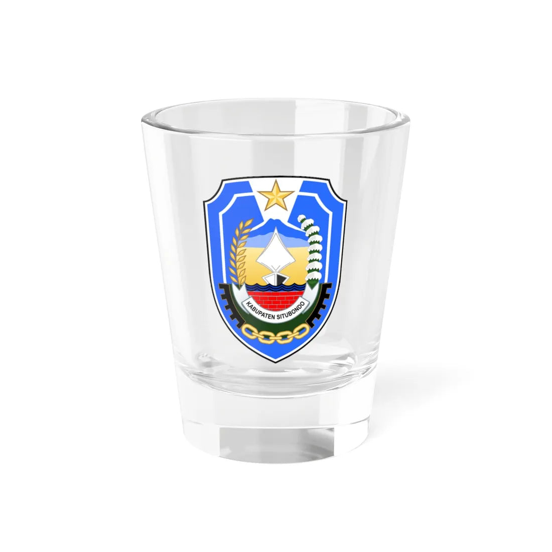 Seal of Situbondo Regency (Indonesia) (Coat of Arms) Shot Glass 1.5oz 1.5oz - Go Mug Yourself
