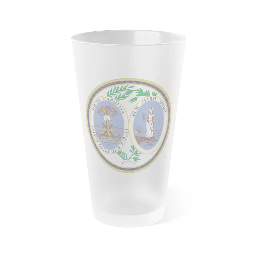 Seal of South Carolina v2 - Frosted Pint Glass 16oz-16oz-Frosted-Go Mug Yourself