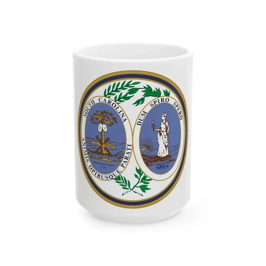Seal of South Carolina v2 - White Coffee Mug 15oz - Go Mug Yourself