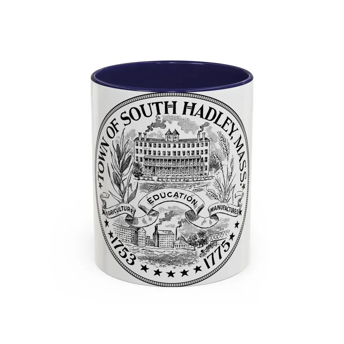 Seal of South Hadley Massachusetts - Accent Coffee Mug 11oz Navy - Go Mug Yourself