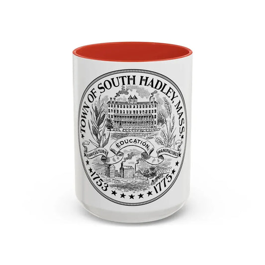Seal of South Hadley Massachusetts - Accent Coffee Mug 15oz Red - Go Mug Yourself