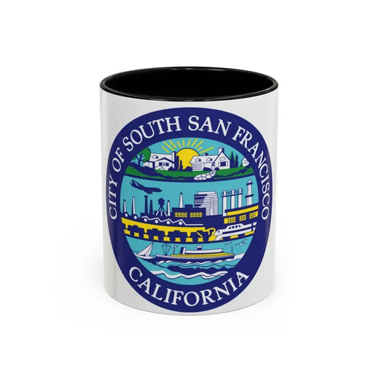 Seal of South San Francisco California - Accent Coffee Mug 11oz Black - Go Mug Yourself