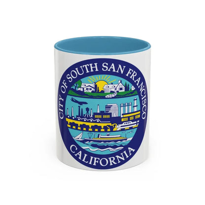 Seal of South San Francisco California - Accent Coffee Mug 11oz Light Blue - Go Mug Yourself