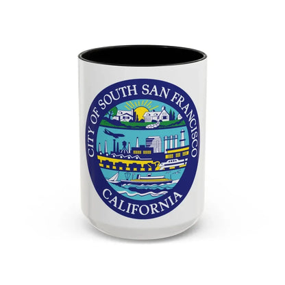 Seal of South San Francisco California - Accent Coffee Mug 15oz Black - Go Mug Yourself