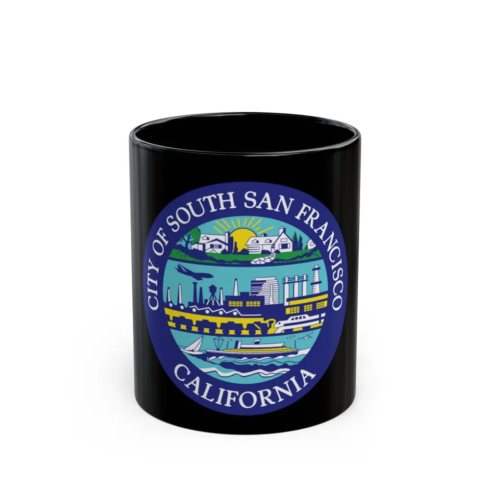 Seal of South San Francisco California - Black Coffee Mug-11oz-Go Mug Yourself