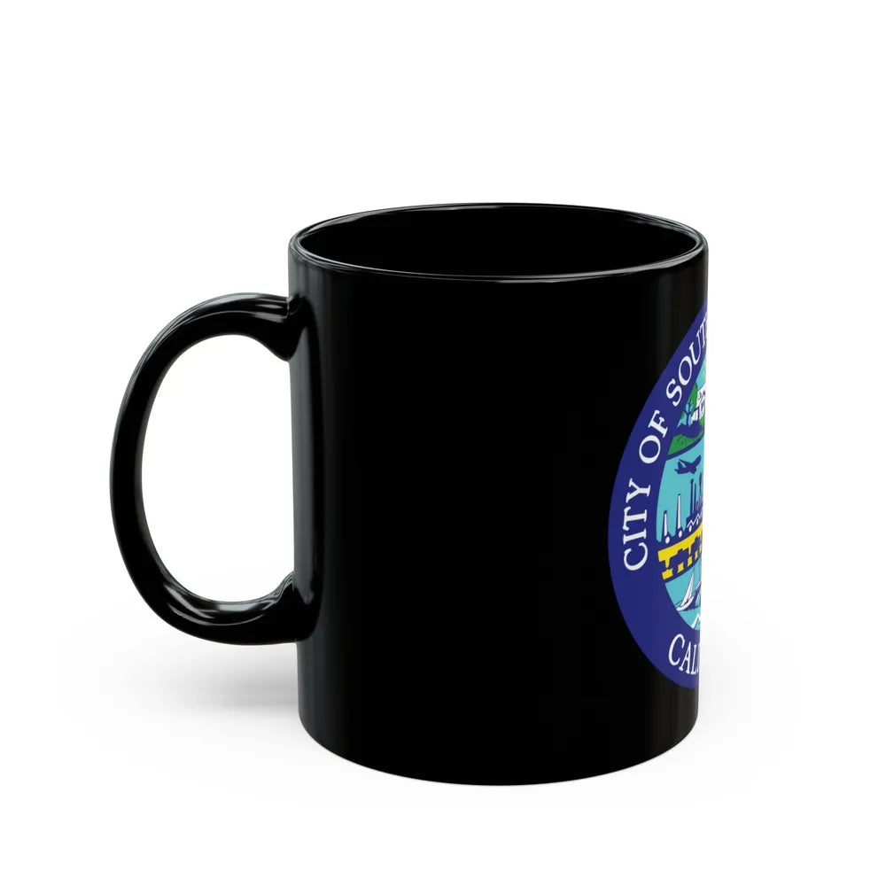 Seal of South San Francisco California - Black Coffee Mug-Go Mug Yourself