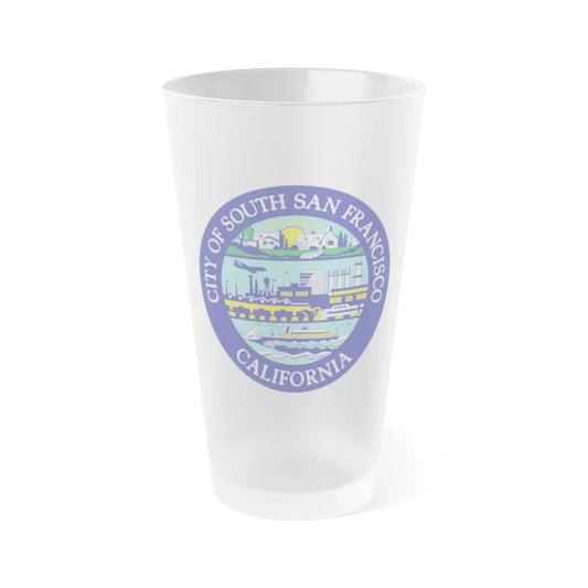 Seal of South San Francisco California - Frosted Pint Glass 16oz-16oz-Frosted-Go Mug Yourself