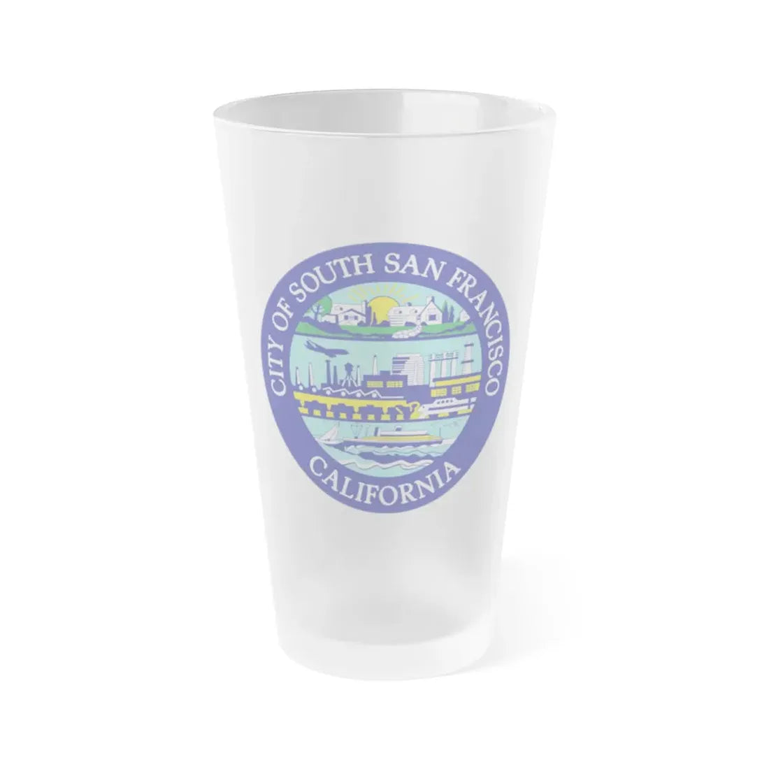 Seal of South San Francisco California - Frosted Pint Glass 16oz 16oz Frosted - Go Mug Yourself