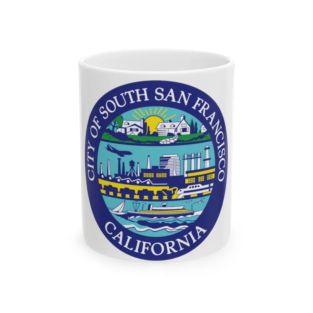 Seal of South San Francisco California - White Coffee Mug-11oz-Go Mug Yourself