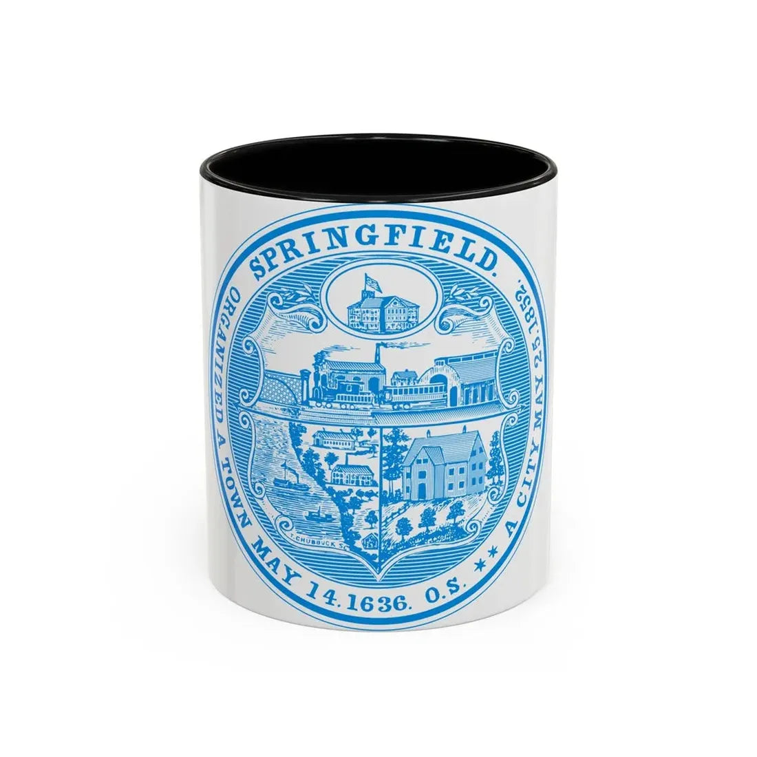 Seal of Springfield Massachusetts - Accent Coffee Mug 11oz Black - Go Mug Yourself