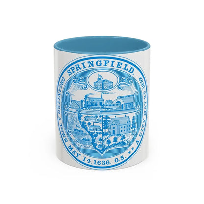 Seal of Springfield Massachusetts - Accent Coffee Mug 11oz Light Blue - Go Mug Yourself