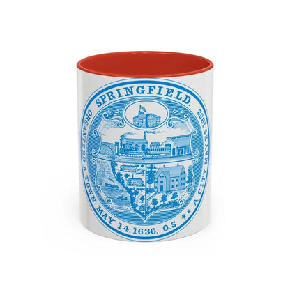 Seal of Springfield Massachusetts - Accent Coffee Mug 11oz Red - Go Mug Yourself