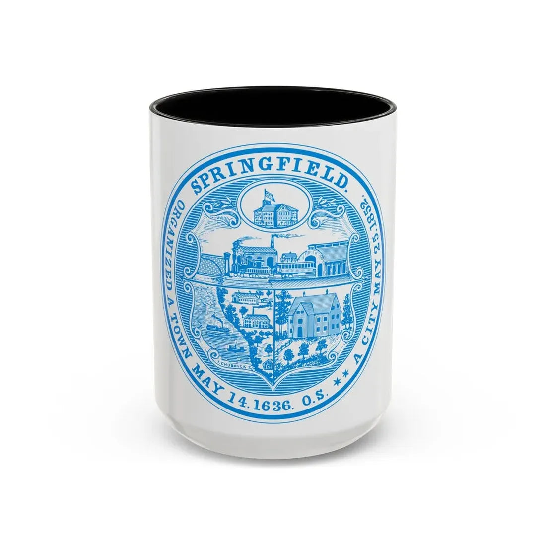 Seal of Springfield Massachusetts - Accent Coffee Mug 15oz Black - Go Mug Yourself