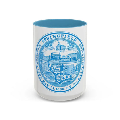 Seal of Springfield Massachusetts - Accent Coffee Mug 15oz Light Blue - Go Mug Yourself