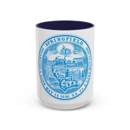 Seal of Springfield Massachusetts - Accent Coffee Mug 15oz Navy - Go Mug Yourself