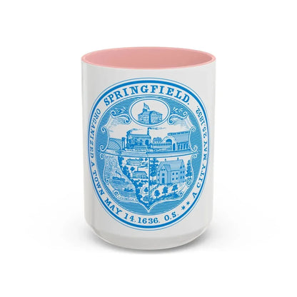 Seal of Springfield Massachusetts - Accent Coffee Mug 15oz Pink - Go Mug Yourself