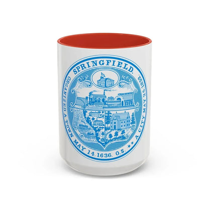 Seal of Springfield Massachusetts - Accent Coffee Mug 15oz Red - Go Mug Yourself
