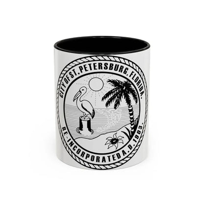 Seal of St. Petersburg Florida - Accent Coffee Mug 11oz Black - Go Mug Yourself