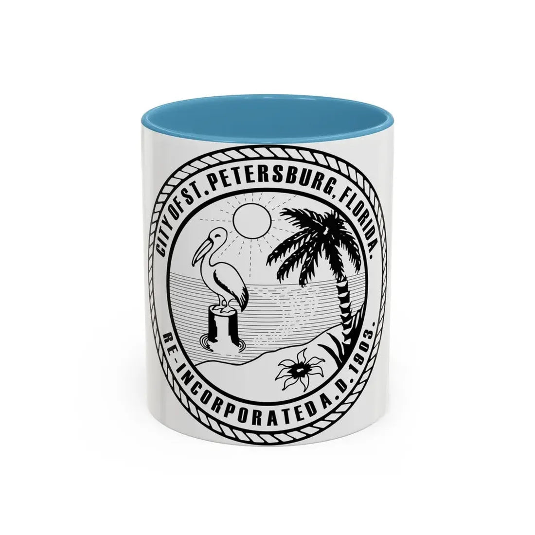 Seal of St. Petersburg Florida - Accent Coffee Mug 11oz Light Blue - Go Mug Yourself
