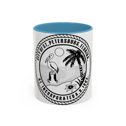Seal of St. Petersburg Florida - Accent Coffee Mug 11oz Light Blue - Go Mug Yourself