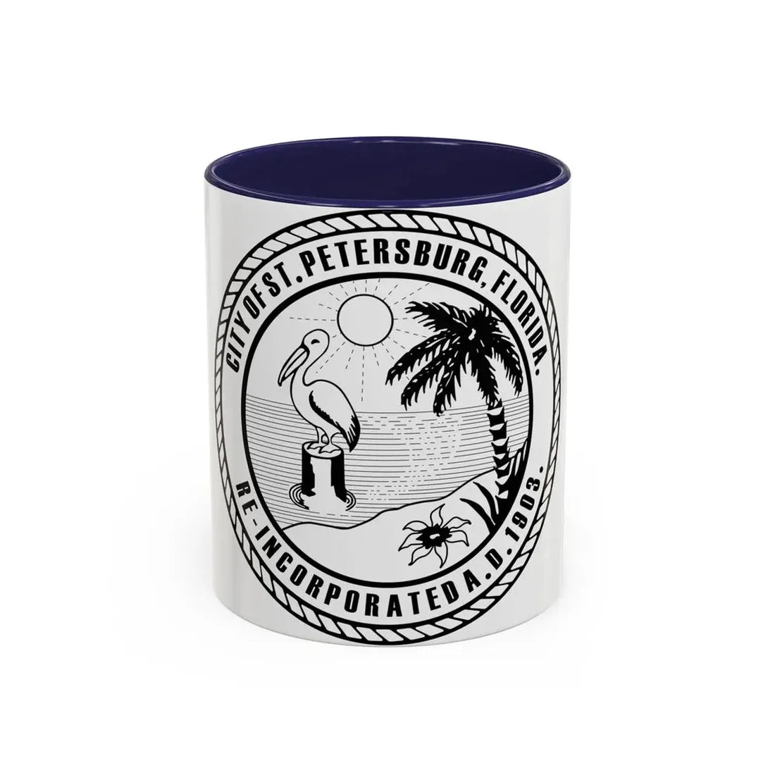 Seal of St. Petersburg Florida - Accent Coffee Mug 11oz Navy - Go Mug Yourself