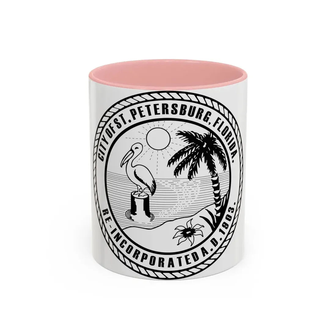 Seal of St. Petersburg Florida - Accent Coffee Mug 11oz Pink - Go Mug Yourself