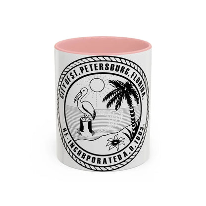 Seal of St. Petersburg Florida - Accent Coffee Mug 11oz Pink - Go Mug Yourself