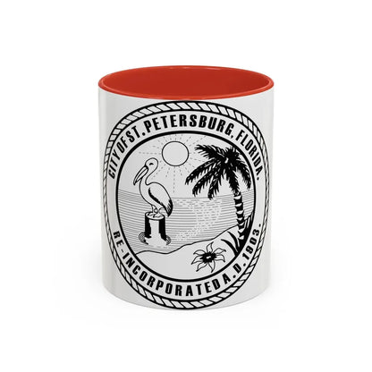 Seal of St. Petersburg Florida - Accent Coffee Mug 11oz Red - Go Mug Yourself