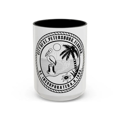 Seal of St. Petersburg Florida - Accent Coffee Mug 15oz Black - Go Mug Yourself