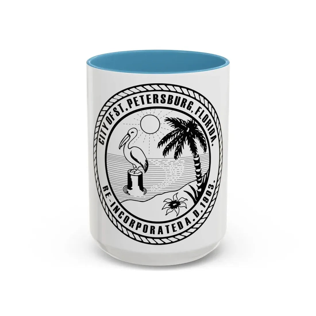 Seal of St. Petersburg Florida - Accent Coffee Mug 15oz Light Blue - Go Mug Yourself