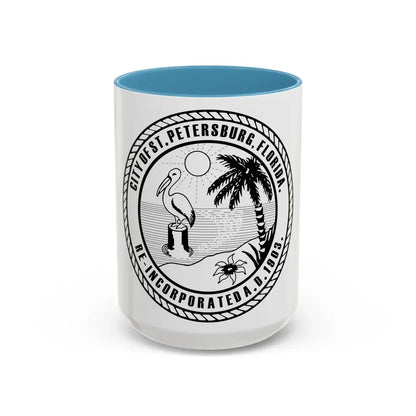 Seal of St. Petersburg Florida - Accent Coffee Mug 15oz Light Blue - Go Mug Yourself
