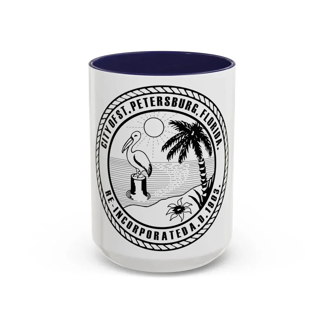 Seal of St. Petersburg Florida - Accent Coffee Mug 15oz Navy - Go Mug Yourself