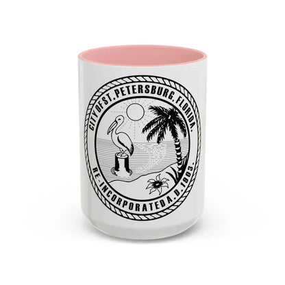 Seal of St. Petersburg Florida - Accent Coffee Mug 15oz Pink - Go Mug Yourself