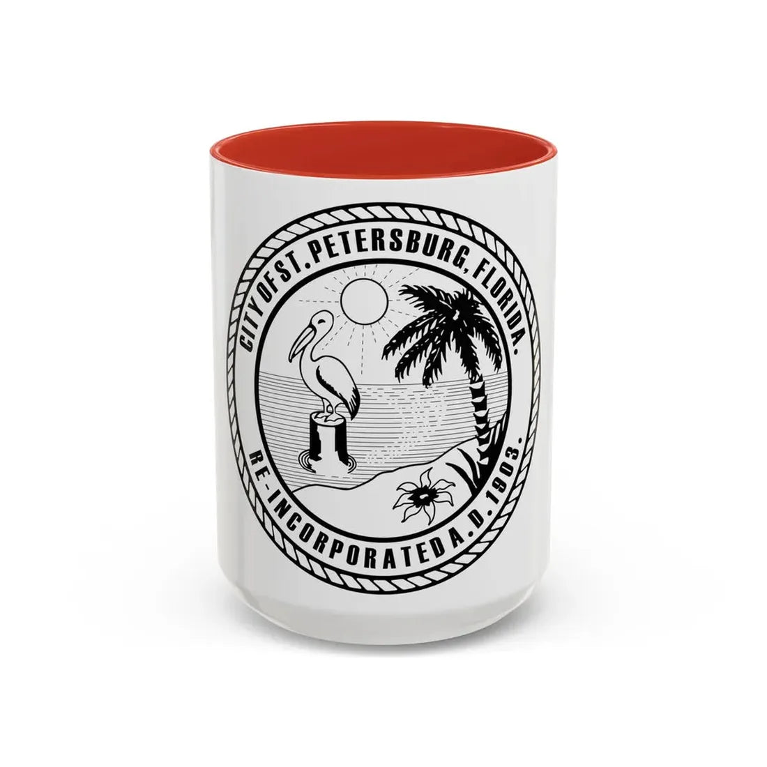 Seal of St. Petersburg Florida - Accent Coffee Mug 15oz Red - Go Mug Yourself