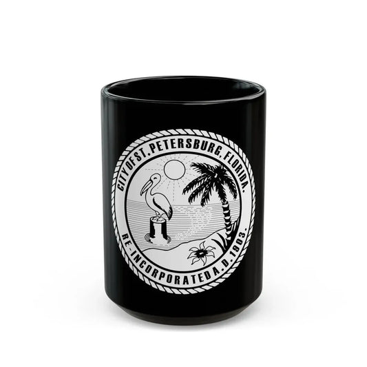Seal of St. Petersburg Florida - Black Coffee Mug 15oz - Go Mug Yourself