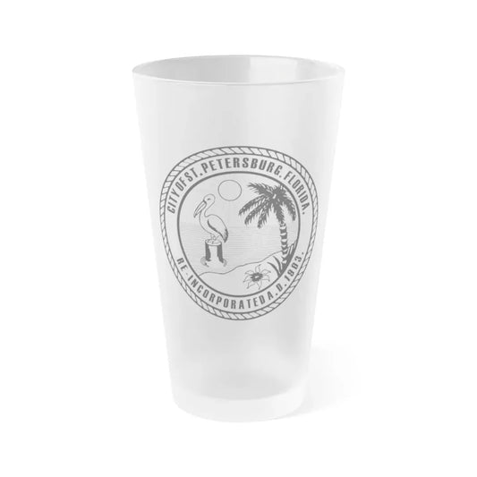 Seal of St. Petersburg Florida - Frosted Pint Glass 16oz 16oz Frosted - Go Mug Yourself