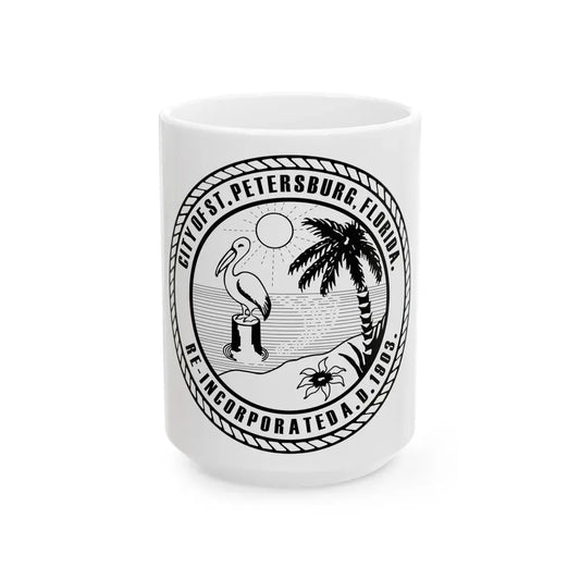 Seal of St. Petersburg Florida - White Coffee Mug 15oz - Go Mug Yourself