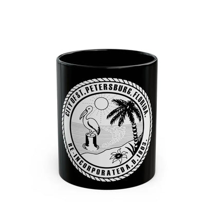 Seal of St. Petersburg Florida - Black Coffee Mug-11oz-Go Mug Yourself