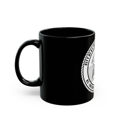 Seal of St. Petersburg Florida - Black Coffee Mug-Go Mug Yourself