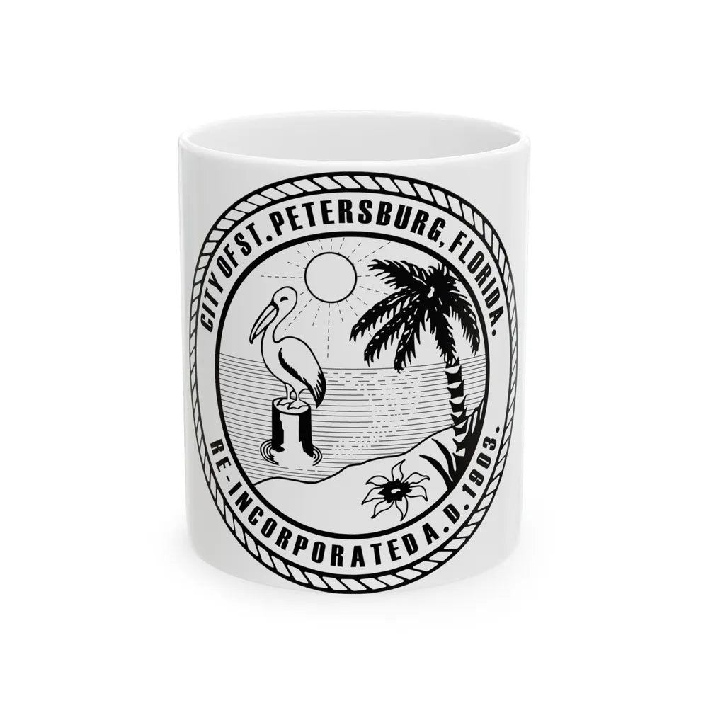 Seal of St. Petersburg Florida - White Coffee Mug-11oz-Go Mug Yourself