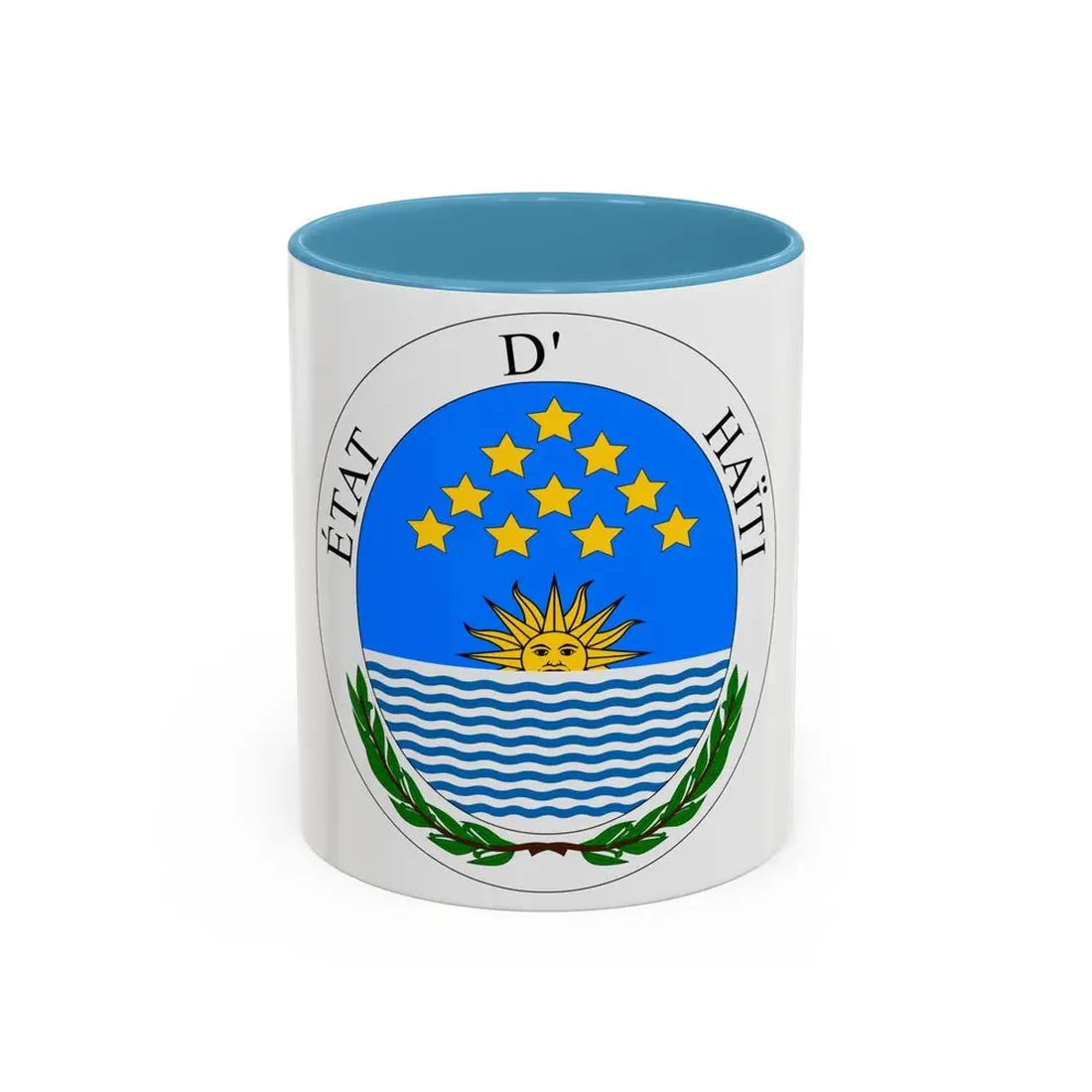 Seal of State of Haiti - Accent Coffee Mug 11oz Light Blue - Go Mug Yourself