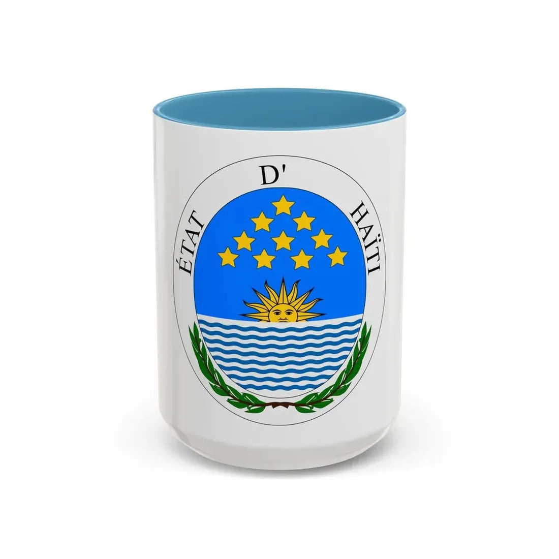 Seal of State of Haiti - Accent Coffee Mug 15oz Light Blue - Go Mug Yourself