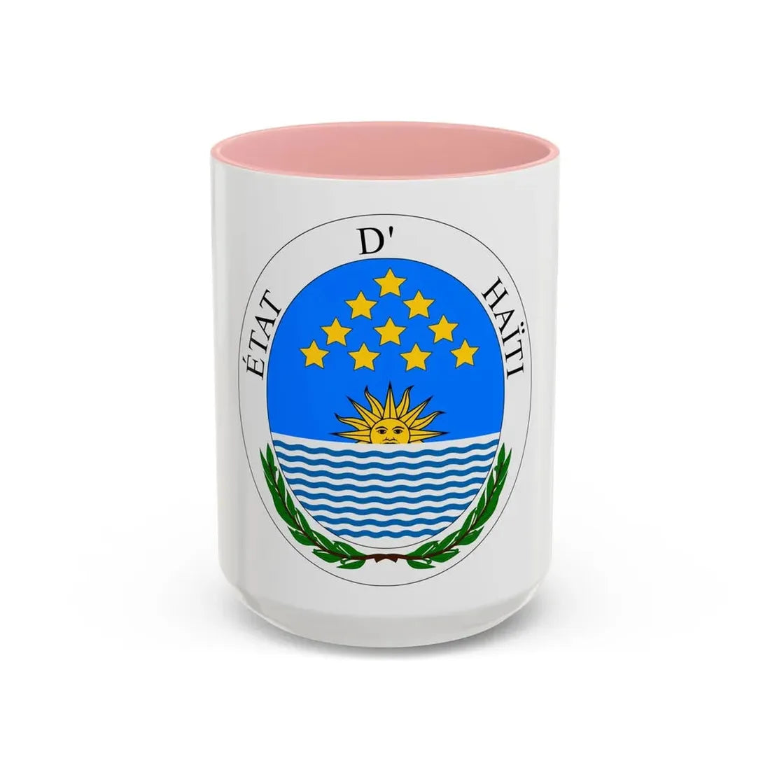 Seal of State of Haiti - Accent Coffee Mug 15oz Pink - Go Mug Yourself