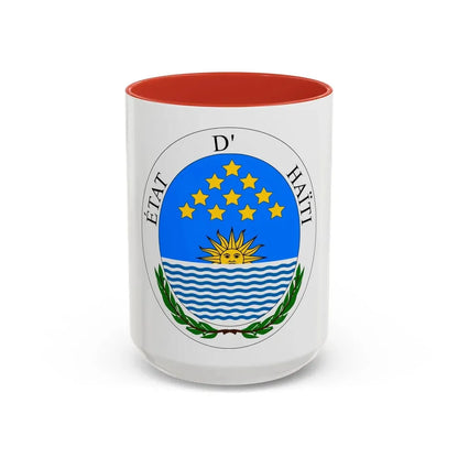 Seal of State of Haiti - Accent Coffee Mug 15oz Red - Go Mug Yourself