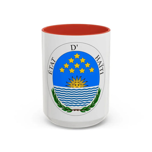 Seal of State of Haiti - Accent Coffee Mug 15oz Red - Go Mug Yourself